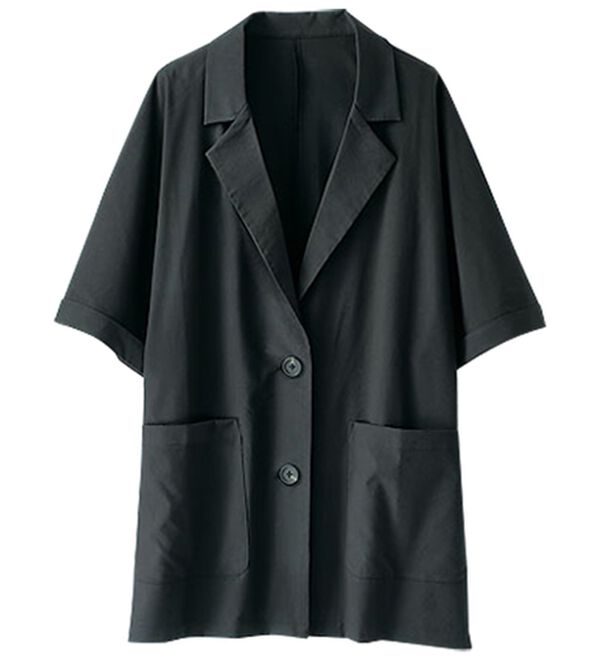 BELLUNA（ベルーナ）の「サラリ快適！ビンテージ調素材半袖テーラードジャケット（テーラードジャケット）」｜詳細画像