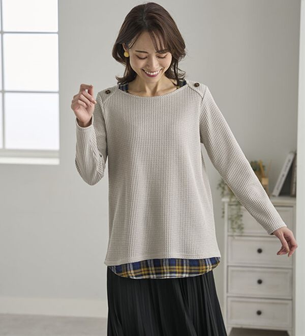 BELLUNA（ベルーナ）の「異素材重ね着風チュニック（チュニック）」｜詳細画像