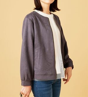 BELLUNA（ベルーナ）の「フェイクスエード切替ミドル丈ジャケット（その他ジャケット）」｜チャコール