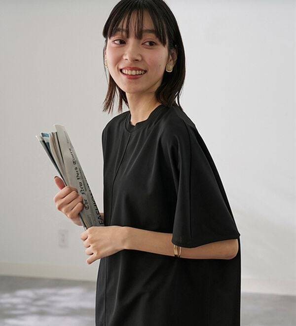 BELLUNA（ベルーナ）の「Ｔシャツ感覚なのにきちんとブラウス見え！カットジョーゼット半袖プルオーバー（カットソー）」｜詳細画像