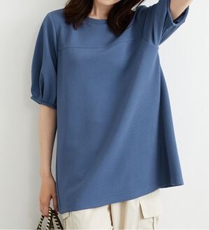 BELLUNA（ベルーナ）の「ポコポコ素材ふんわり袖チュニック（チュニック）」｜ブルー