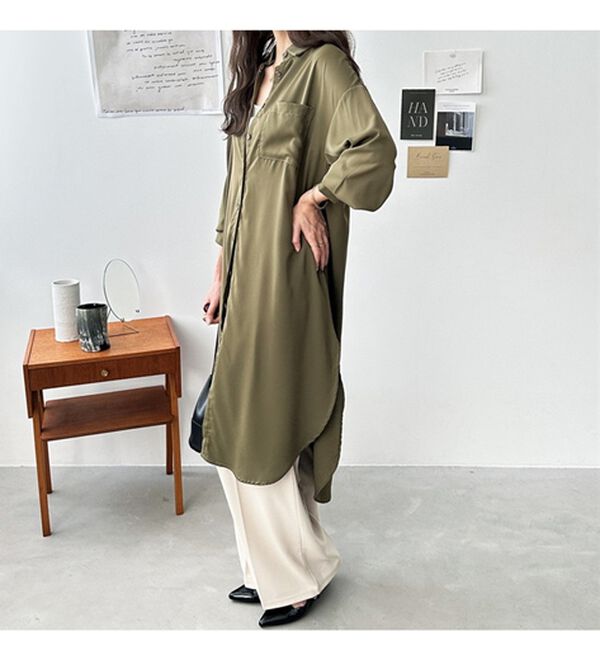 GeeRA（ジーラ）の「スリット入りロングシャツワンピース（シャツワンピース）」｜詳細画像