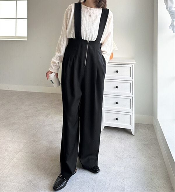 GeeRA（ジーラ）の「フロントジップハイウエストサロペット（オールインワン）」｜詳細画像