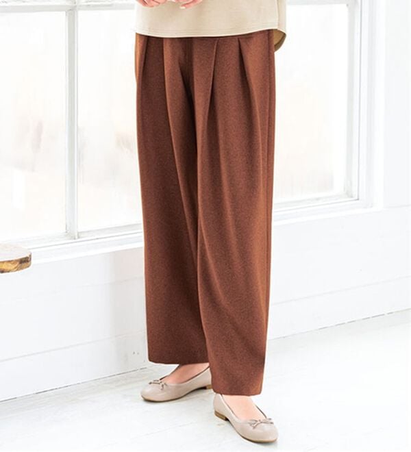 VINNO（ヴィノ）の「＜日本製＞バルーンシルエットワイドパンツ（ワイドパンツ・ガウチョ）」｜テラコッタ