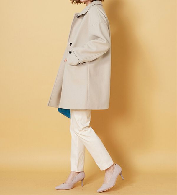 BELLUNA（ベルーナ）の「ウール調スタンド衿ミドル丈コクーンコート（ハーフコート）」｜詳細画像