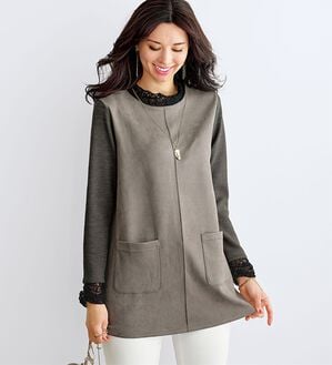 BELLUNA（ベルーナ）の「レース使いスエード調チュニック（チュニック）」｜詳細画像