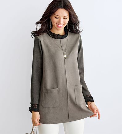 BELLUNA（ベルーナ）の「レース使いスエード調チュニック（チュニック）」