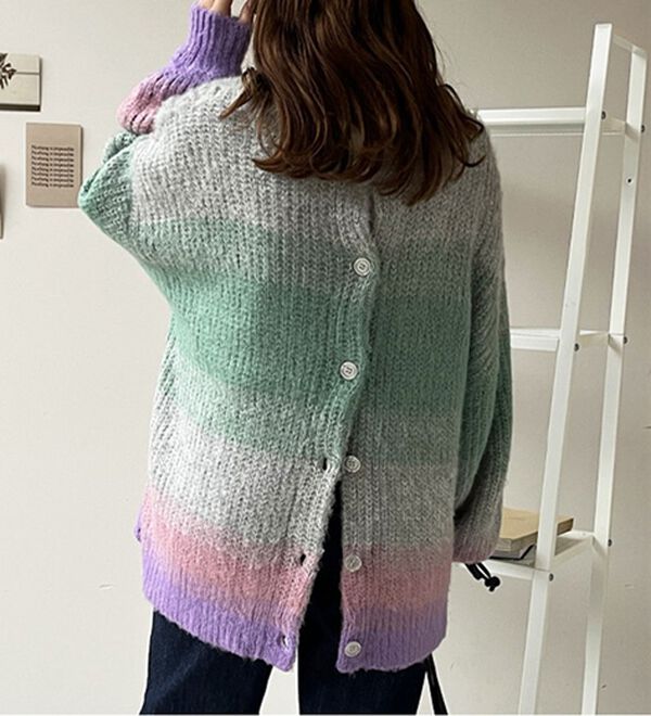 GeeRA（ジーラ）の「前後２ＷＡＹ配色起毛ニットカーデ（ニットカーディガン）」｜詳細画像