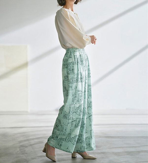 RANAN（ラナン）の「スカーフプリントセミワイドパンツ（フルレングスパンツ）」｜詳細画像