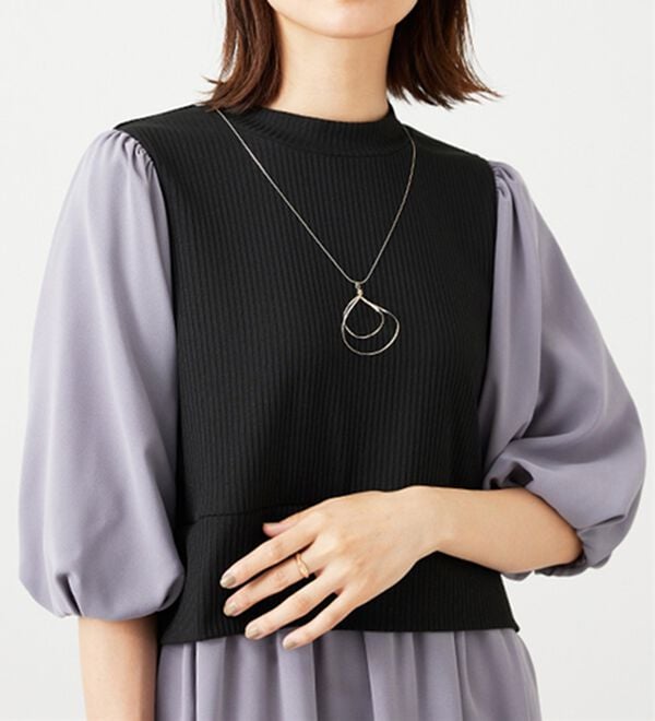 BELLUNA（ベルーナ）の「ベルト使い異素材切替ワンピ―ス（その他ワンピース）」｜詳細画像