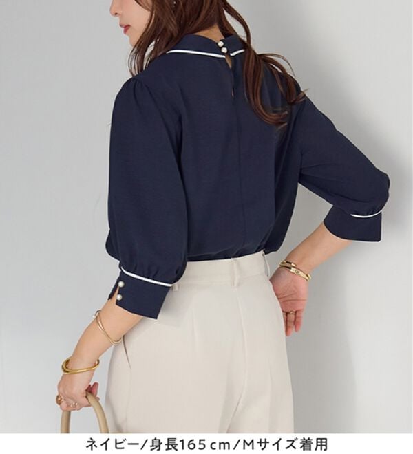 alotta（アロッタ）の「袖口パール6分袖ブラウス（ブラウス）」｜詳細画像