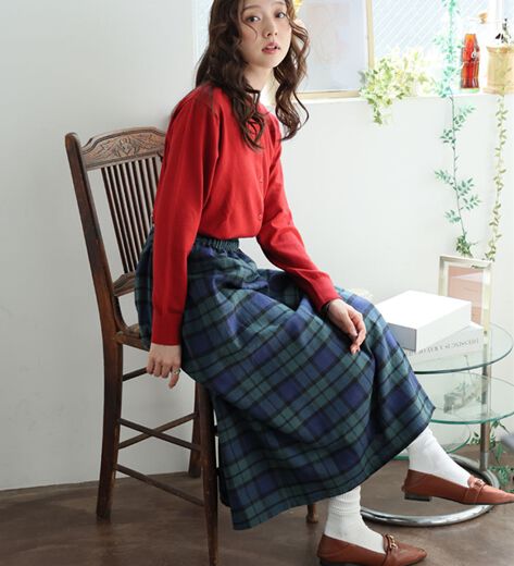 限定価格❤ルミノア高級ウール100% 鉄板タータンチェック柄スカート