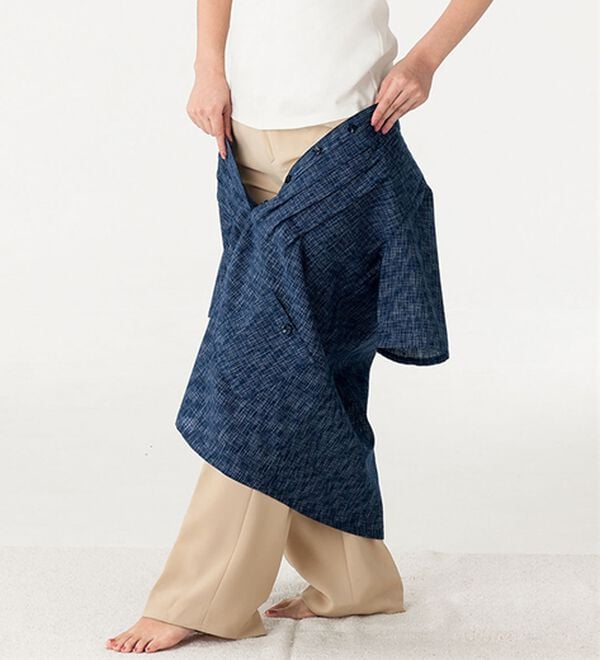 ルフラン（ルフラン）の「【２色組】かすり調半開チュニック＜浅葱～あさぎ～＞（チュニック）」｜詳細画像