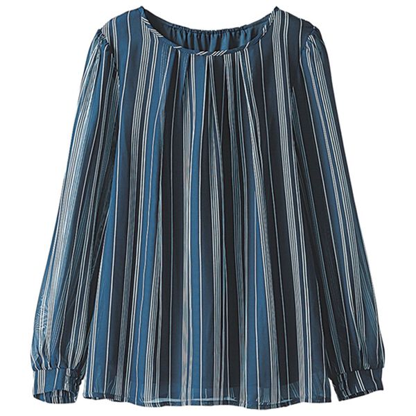 BELLUNA（ベルーナ）の「ミセスに嬉しい！１０得プリントブラウス（ブラウス）」｜ストライプ