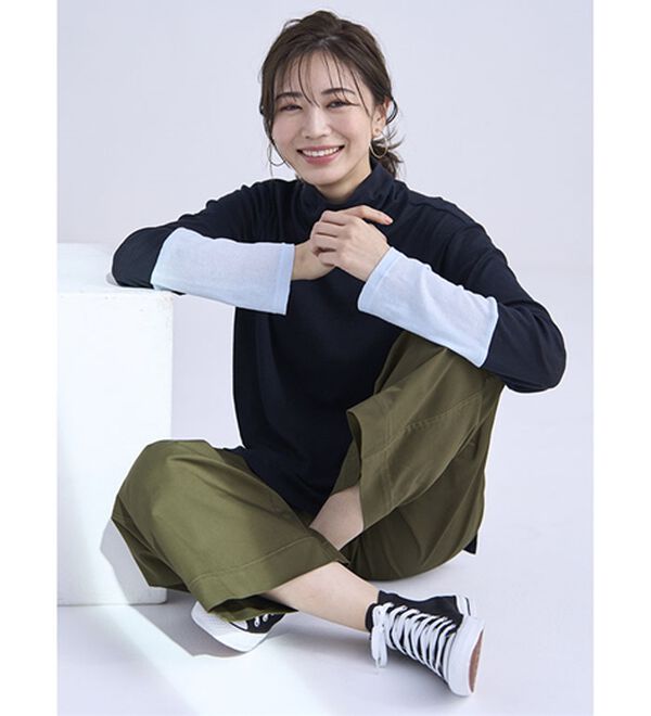 BELLUNA（ベルーナ）の「綿１００％配色シアープルオーバー（カットソー）」｜詳細画像