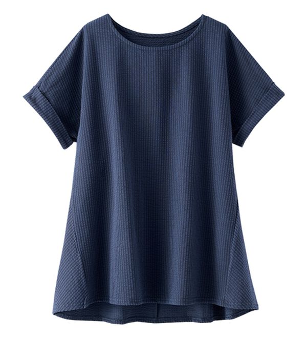 BELLUNA（ベルーナ）の「ニットサッカー素材ペプラムプルオーバー（カットソー）」｜詳細画像