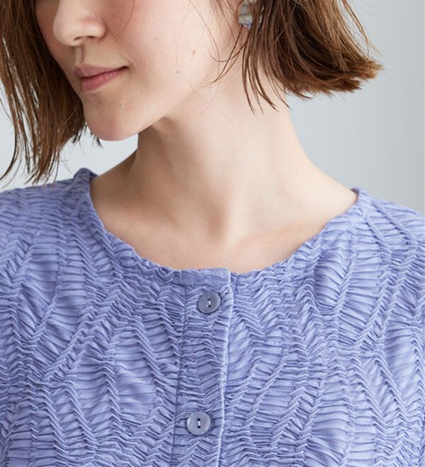 BELLUNA（ベルーナ）の「波柄シアージャカード素材カーディガン（ニットカーディガン）」｜詳細画像
