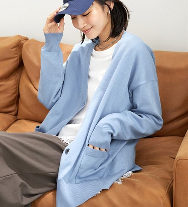 BELLUNA（ベルーナ）の「静電防止！ゆったりＶネックカーディガン（ニットカーディガン）」｜詳細画像