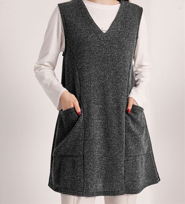 BELLUNA（ベルーナ）の「杢調素材ポケットデザインジャンパードレス（ジャンパースカート）」｜詳細画像