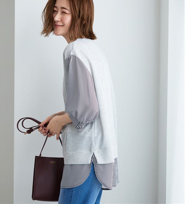 BELLUNA（ベルーナ）の「ラメ調素材シャツフェイクチュニック（チュニック）」｜詳細画像