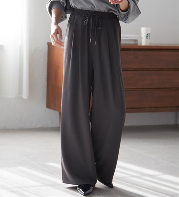 RANAN（ラナン）の「ひんやり！とろみ2タック体型カバーパンツ（フルレングスパンツ）」｜詳細画像