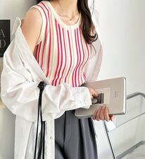 GeeRA（ジーラ）の「マルチストライプニットタンクトップ（タンクトップ・キャミソール）」