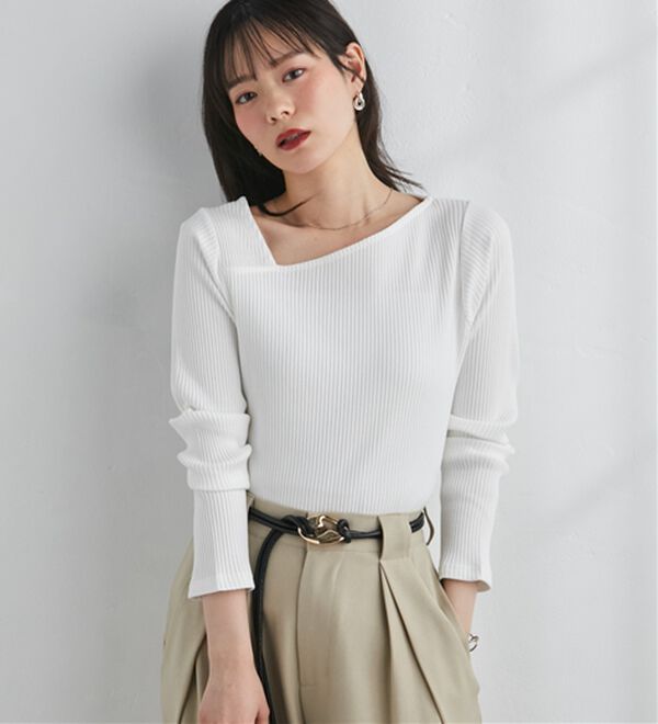 RANAN（ラナン）の「アシメネックトップス（カットソー）」｜詳細画像