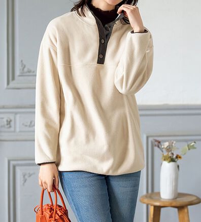 ルフラン（ルフラン）の「ボタン使いのフリースプルオーバー（カットソー）」