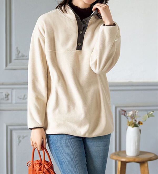 ルフラン（ルフラン）の「ボタン使いのフリースプルオーバー（カットソー）」｜詳細画像