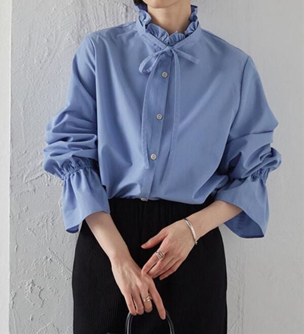 RANAN（ラナン）の「プチフリルリボン付きブラウス（ブラウス）」｜詳細画像