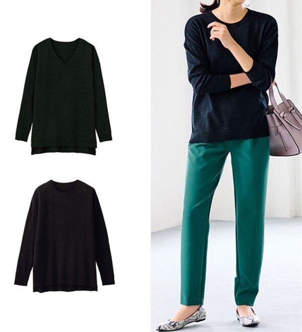 RANAN（ラナン）の「Ｖネックカシミヤタッチニット（ニット・セーター）」｜ブラック