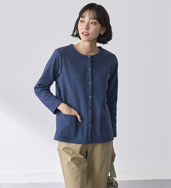 BELLUNA（ベルーナ）の「パチパチしにくい！静電気防止裏フリース配色カーディガン（その他カーディガン）」｜詳細画像