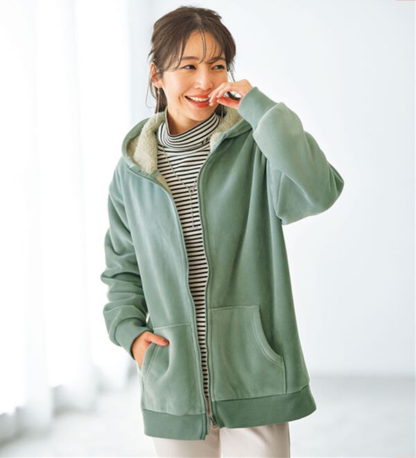 BELLUNA（ベルーナ）の「【快適Ｌａｂ．】リッチベロア素材裏ボアパーカー（パーカー）」｜詳細画像