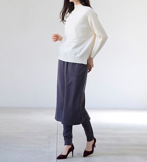 RANAN（ラナン）の「レイヤードニットソースカートパンツ（フルレングスパンツ）」｜チャコール