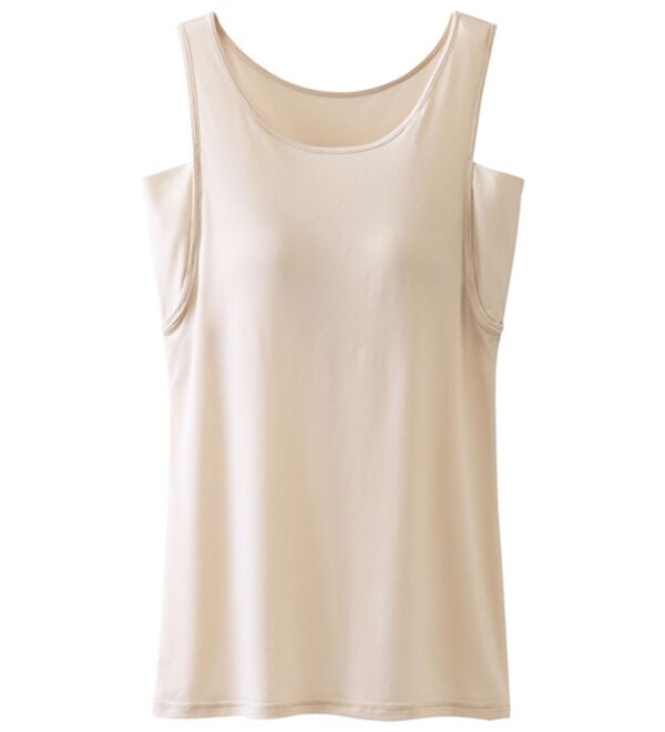 LAVIENNE（ラヴィエンヌ）の「さらりラボ！冷たい！カップ付タンクトップ（肌着・インナーウェア）」｜ベージュ