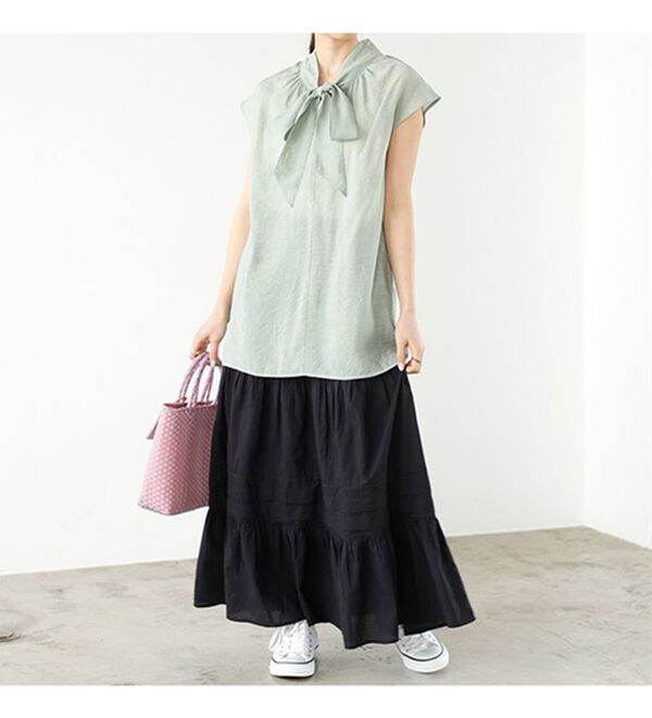 GeeRA（ジーラ）の「前後２ＷＡＹフレンチ袖ボウタイブラウス（ブラウス）」｜詳細画像