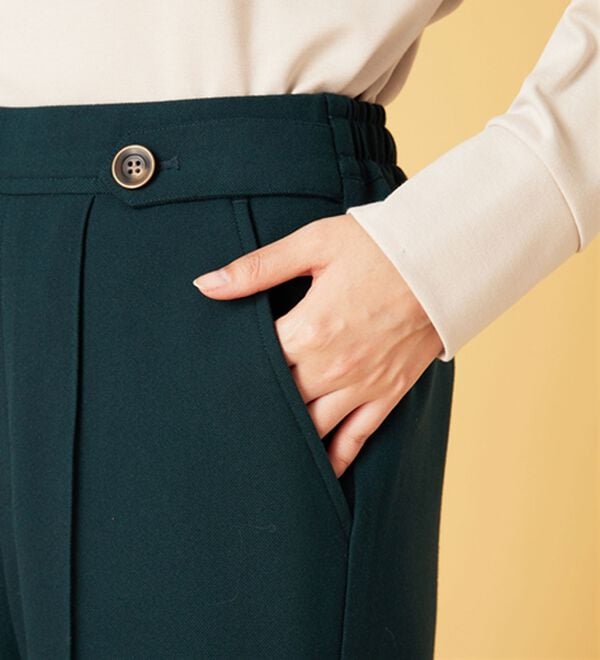 BELLUNA（ベルーナ）の「サマ見え（Ｗ）ストレッチ素材タブ使いワイドパンツ（ワイドパンツ・ガウチョ）」｜詳細画像