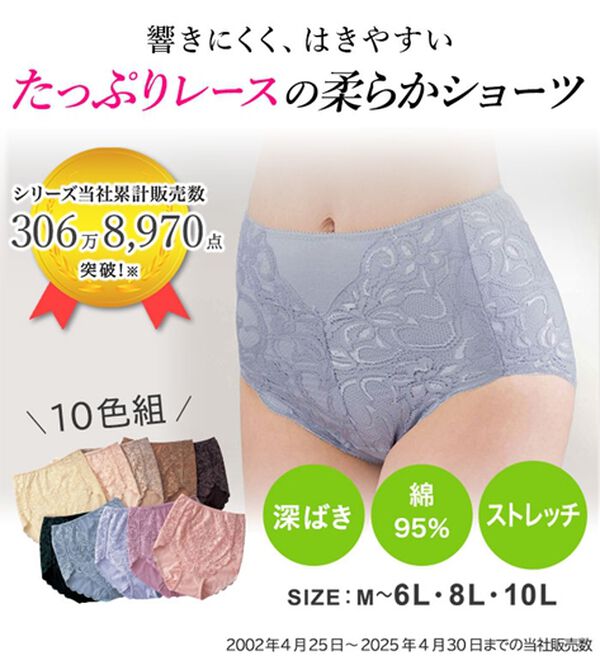 LAVIENNE（ラヴィエンヌ）の「【１０色組】レースがうれしいたっぷりショーツ（ショーツ）」｜詳細画像