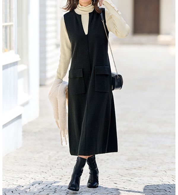 BELLUNA（ベルーナ）の「吸湿発熱綿１００％袖口ボタンリブニット（ニット・セーター）」｜詳細画像