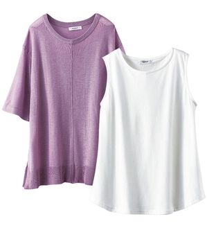 BELLUNA（ベルーナ）の「シアーニットプルオーバーアンサンブル（アンサンブル）」｜ラベンダー