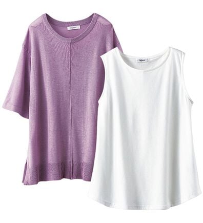 BELLUNA（ベルーナ）の「シアーニットプルオーバーアンサンブル（アンサンブル）」