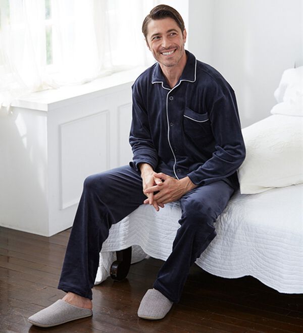 「しっとりストレッチベロアパジャマ（メンズルームウェア）」｜詳細画像