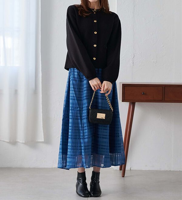 RANAN（ラナン）の「シアーチェックスカート（ロングスカート）」｜詳細画像