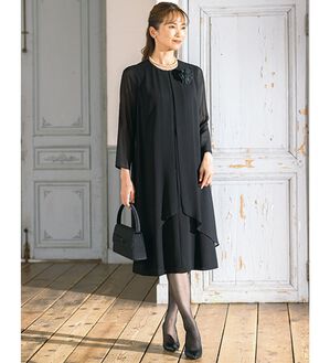 ルフラン（ルフラン）の「アイロンいらず重ね着風ワンピース（ブラックフォーマル（喪服・礼服））」｜1