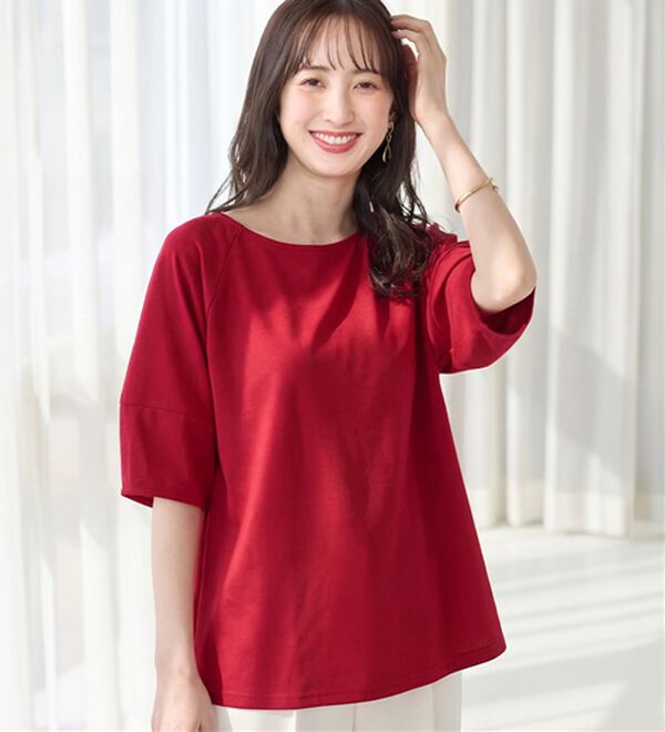 alotta（アロッタ）の「【6つの機能付】ランタンスリーブカットソー（カットソー）」｜レッド