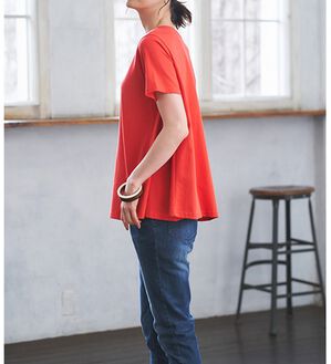 RANAN（ラナン）の「＜ＢＣ＞綿１００％ひんやりフレアーシルエットプルオーバー（カットソー）」｜オレンジレッド