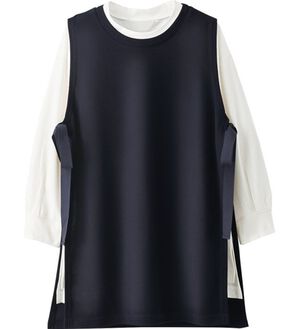 BELLUNA（ベルーナ）の「あぜ素材サイドリボンベストアンサンブル（アンサンブル）」｜ネイビー