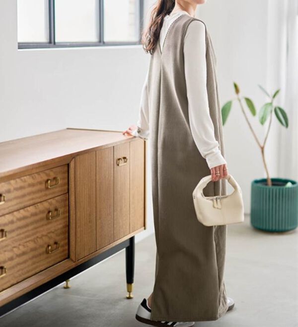 RANAN（ラナン）の「あったか裏ベロアニットコールジャンパースカート（ジャンパースカート）」｜詳細画像