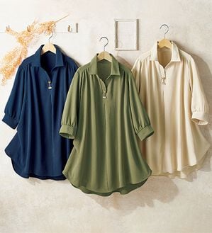 ルフラン（ルフラン）の「【３色組】上品スキッパーチュニック＜チェリー＞（チュニック）」｜3色組