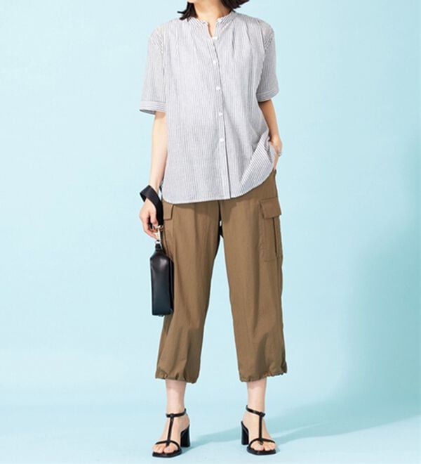 BELLUNA（ベルーナ）の「綿１００％バンドカラーシャツブラウス（ブラウス）」｜詳細画像